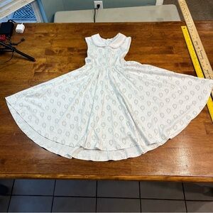 The Proper Peony white pink bunny carrot 100% Pima cotton dress size 8